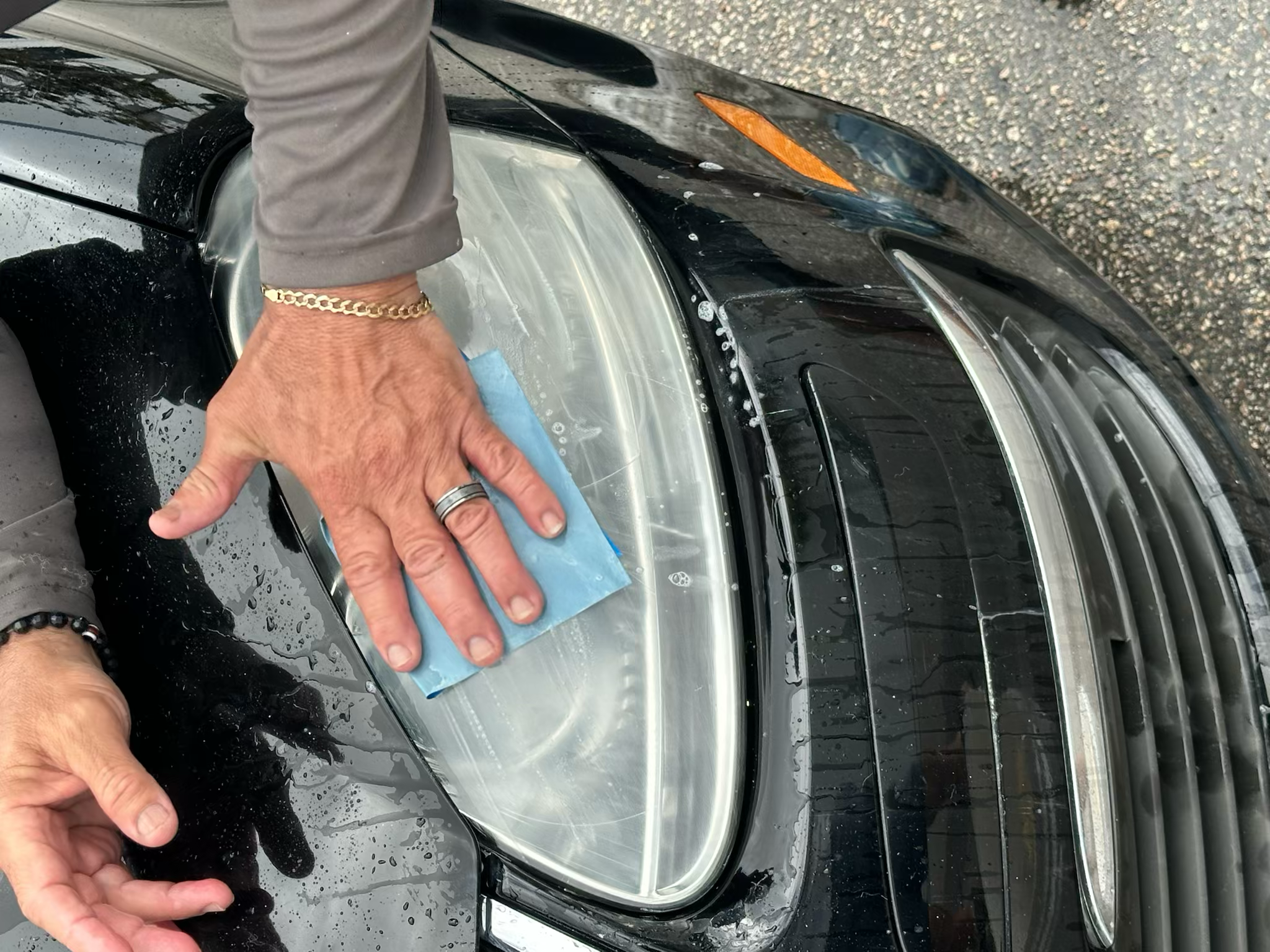 Car headlight detailing